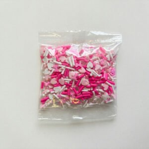 מיקס לבבות וסוכריות לבן ורוד לקישוט בשרף - מארז 10 גרם